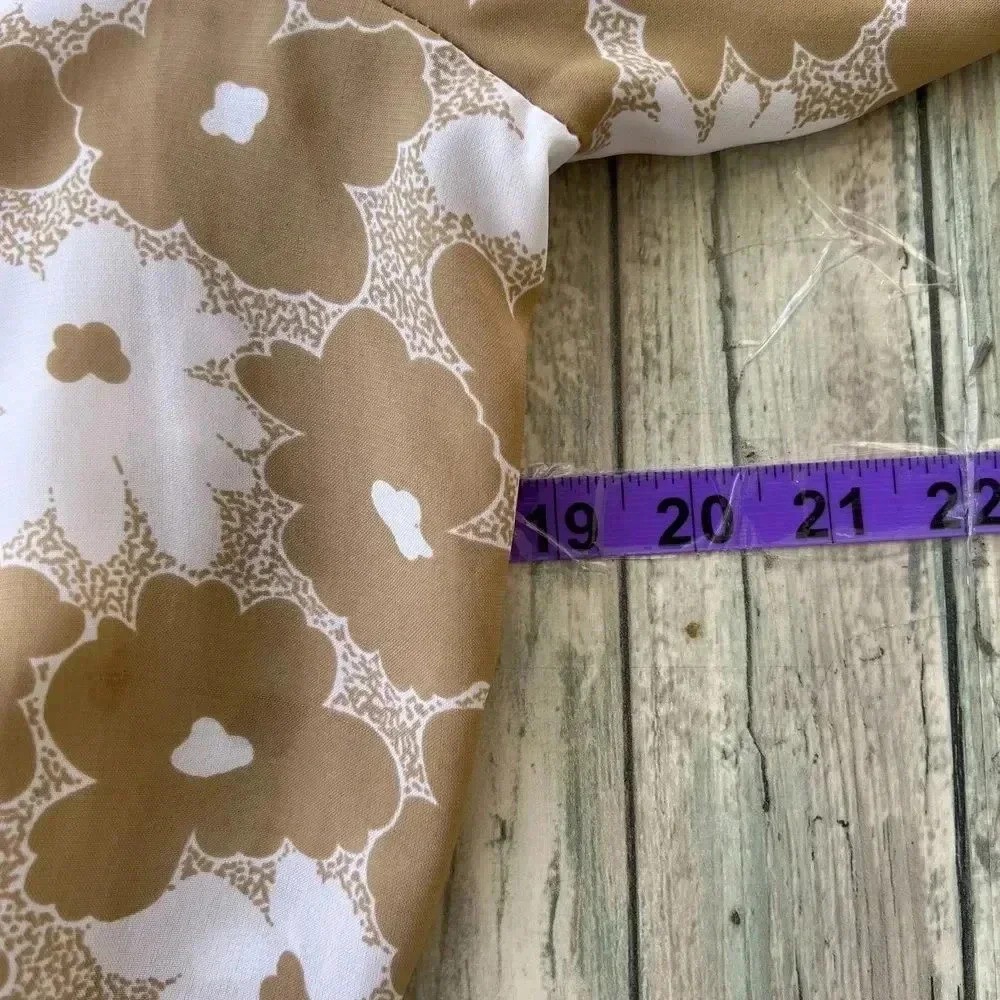 VTG Maree Womens Floral Tan Secretary Dress Sz 12 Structured Retro 80s Twee - Picture 5 of 13